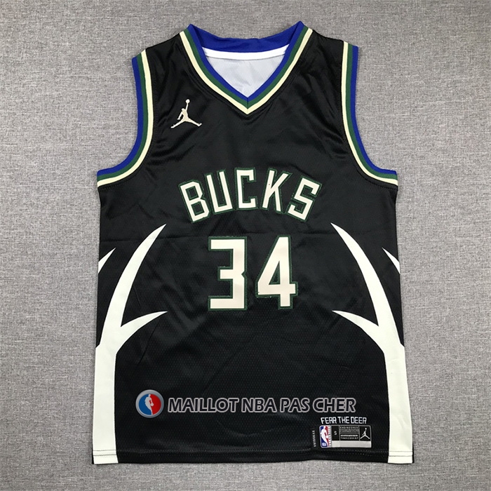 Maillot Enfant Milwaukee Bucks Giannis Antetokounmpo NO 34 Statement 2022-23 Noir